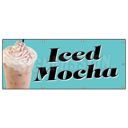 Signmission ICED MOCHA BANNER SIGN coffee signs cold stand drinks B-96 Iced Mocha